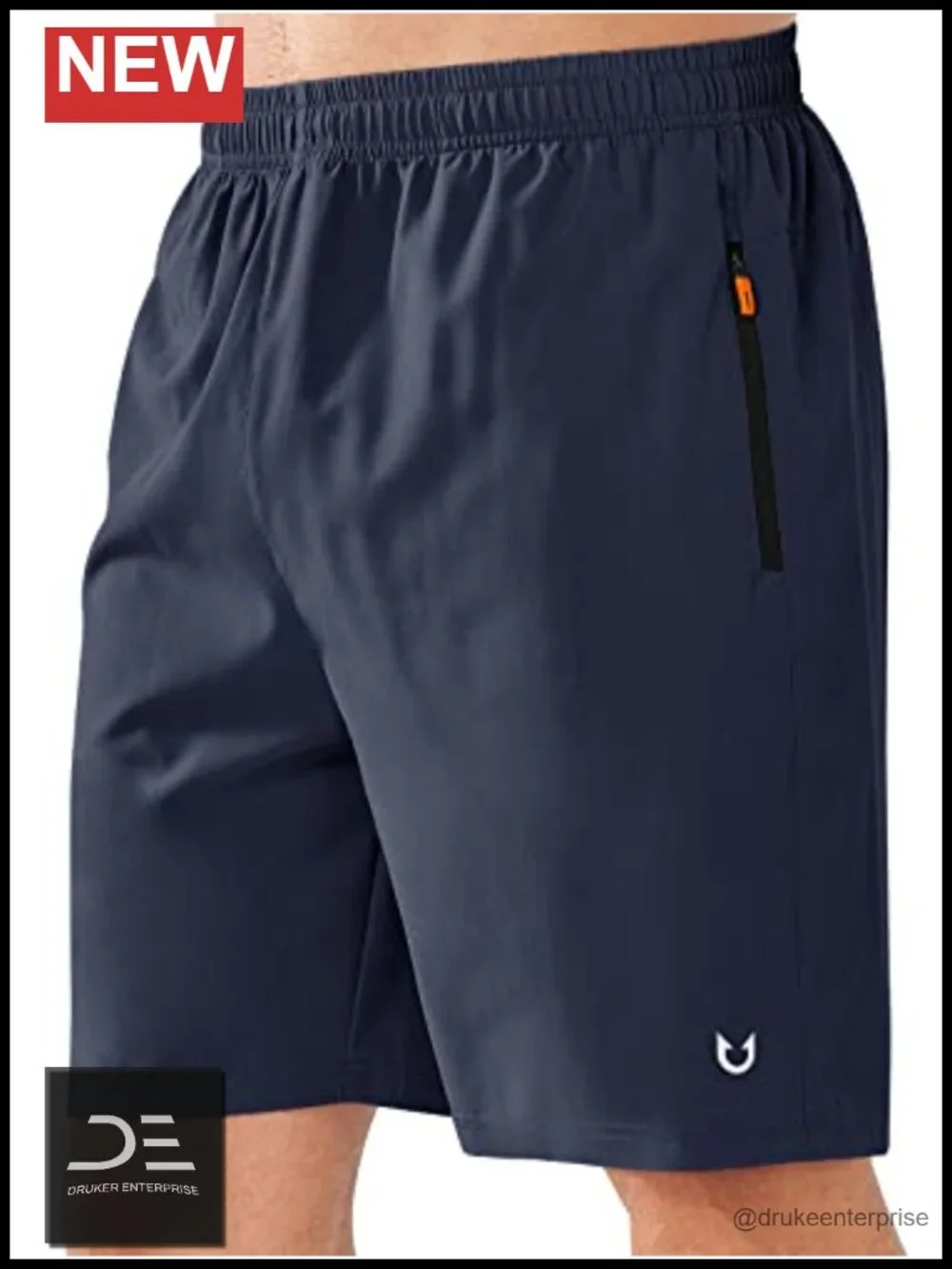 Men's Quick Dry Athletic Running Shorts with Zip Pockets & Adjustable Waist